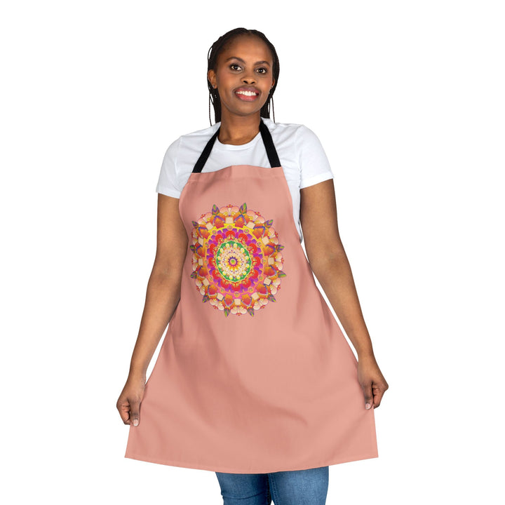 Mandala Art Apron - Apricot & Black All Over Prints - Blululi