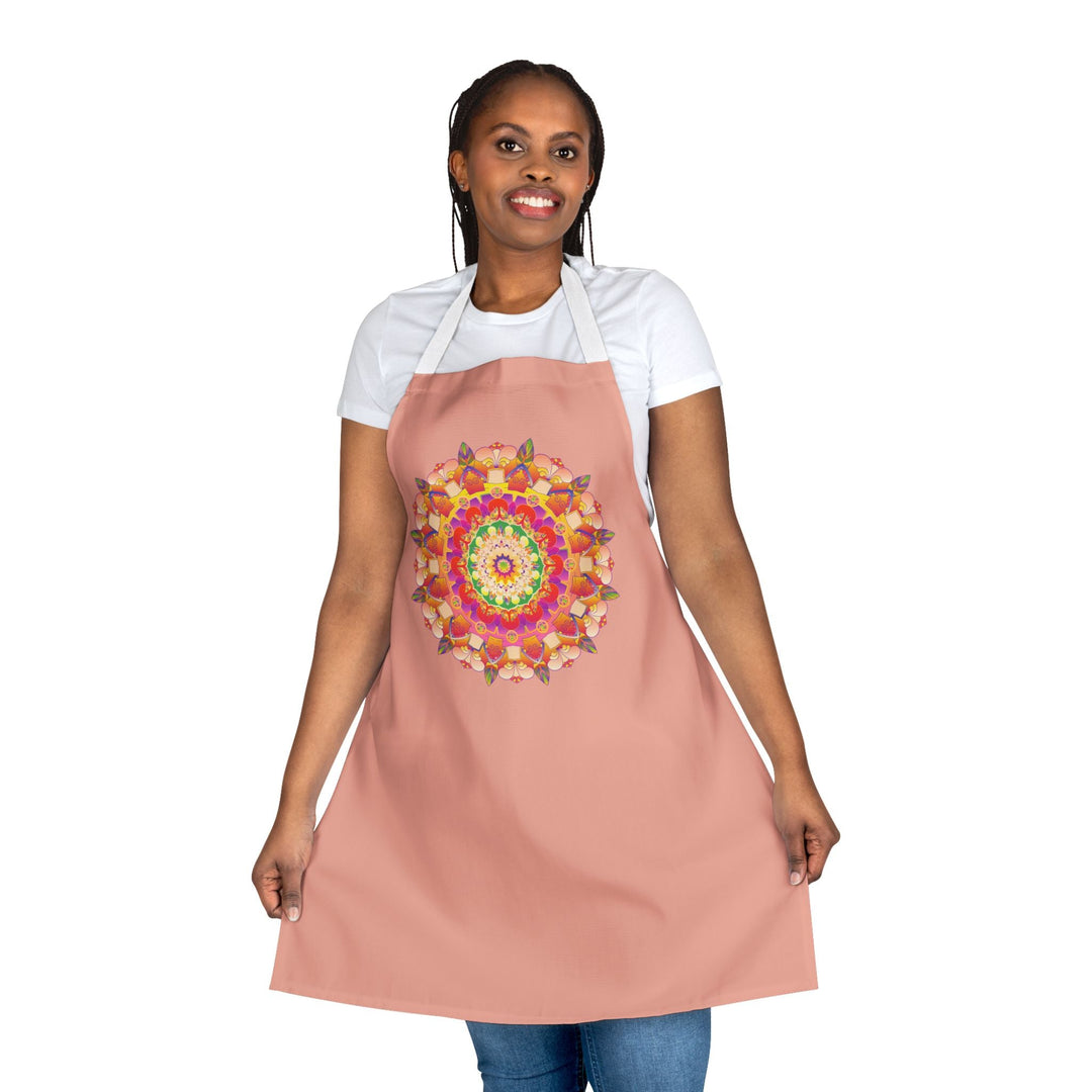 Mandala Art Apron - Apricot & Black All Over Prints - Blululi