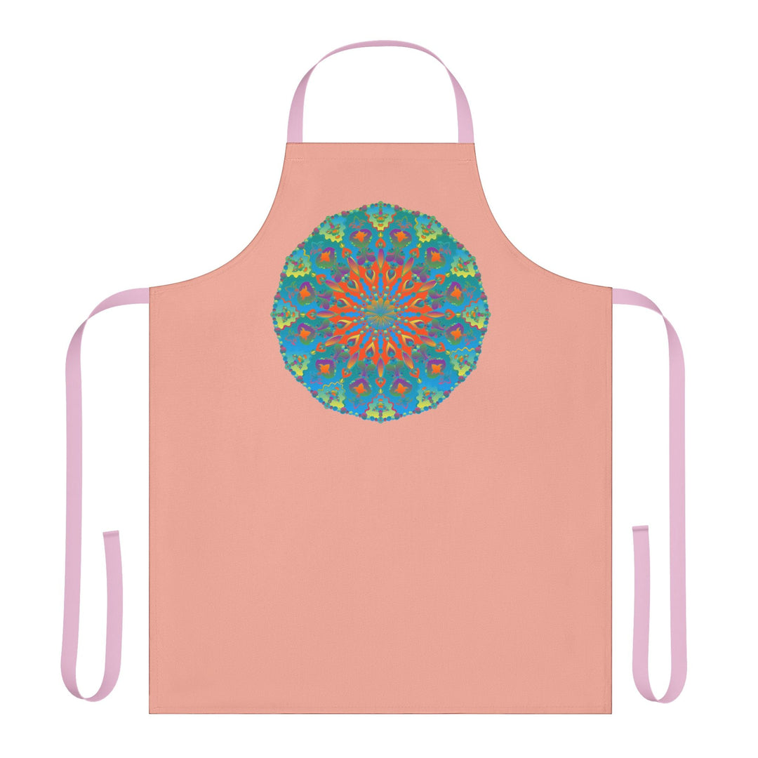 Mandala Art Apron - Apricot & Blue All Over Prints - Blululi