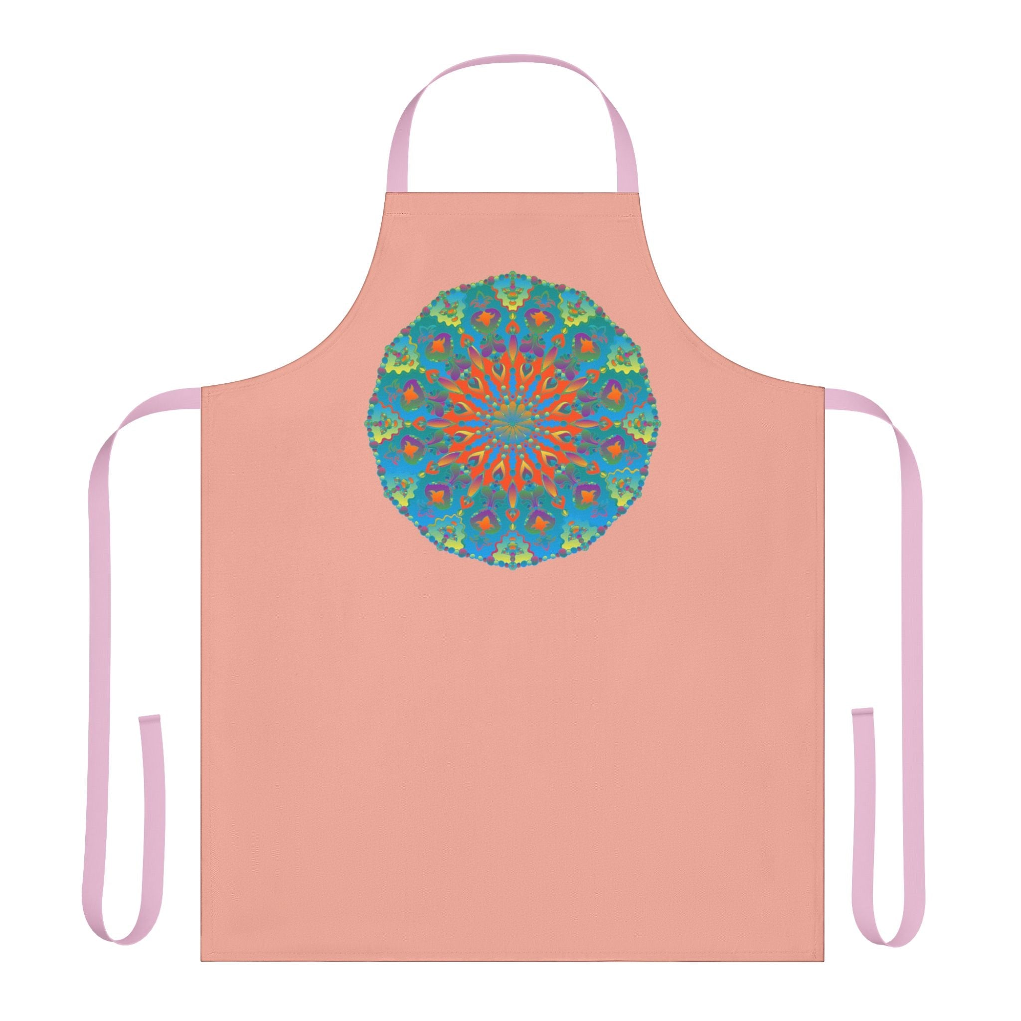 Mandala Art Apron - Apricot & Blue All Over Prints - Blululi