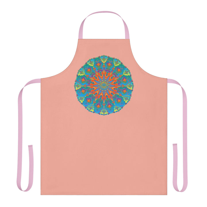 Mandala Art Apron - Apricot & Blue All Over Prints - Blululi