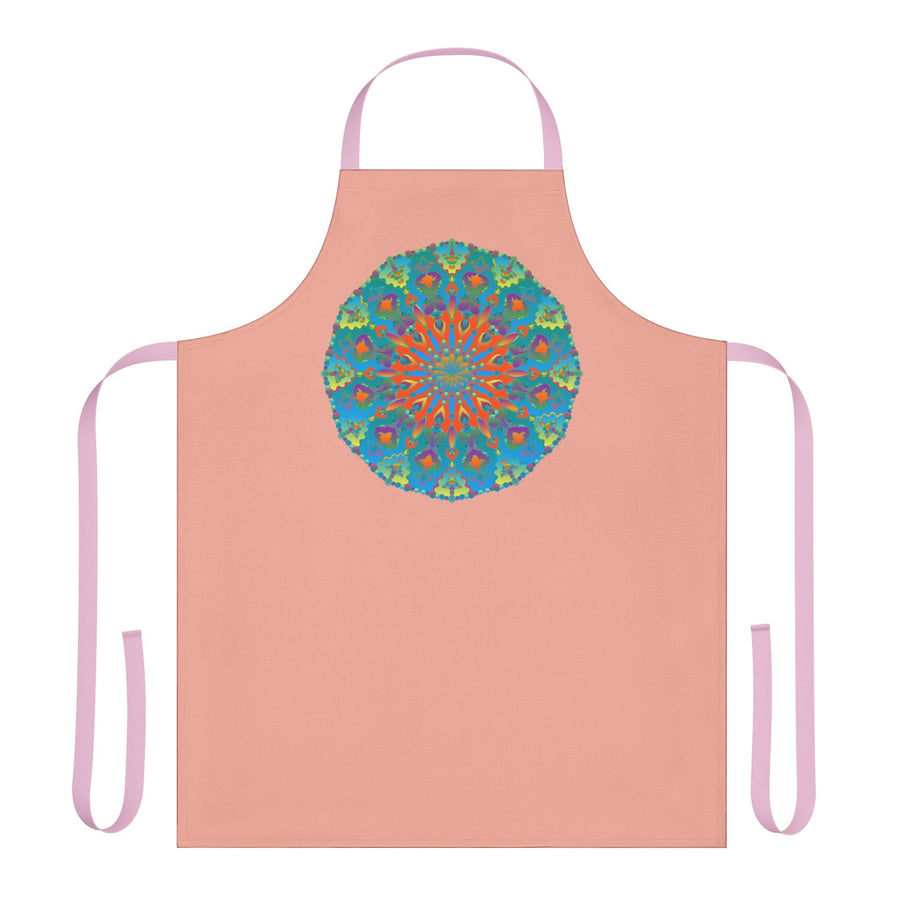 Mandala Art Apron - Apricot & Blue All Over Prints - Blululi