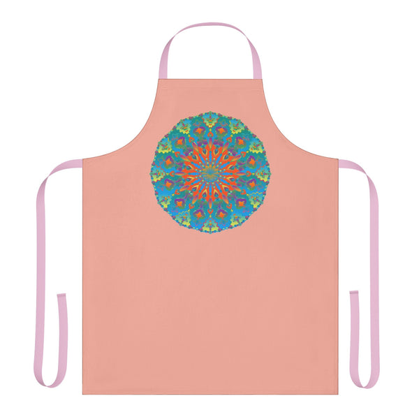 Mandala Art Apron - Apricot & Blue All Over Prints - Blululi