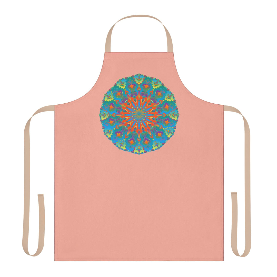 Mandala Art Apron - Apricot & Blue All Over Prints - Blululi