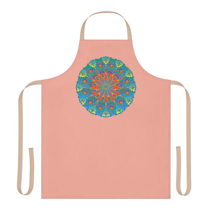 Mandala Art Apron - Apricot & Blue All Over Prints - Blululi