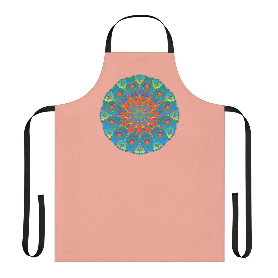 Mandala Art Apron - Apricot & Blue All Over Prints - Blululi