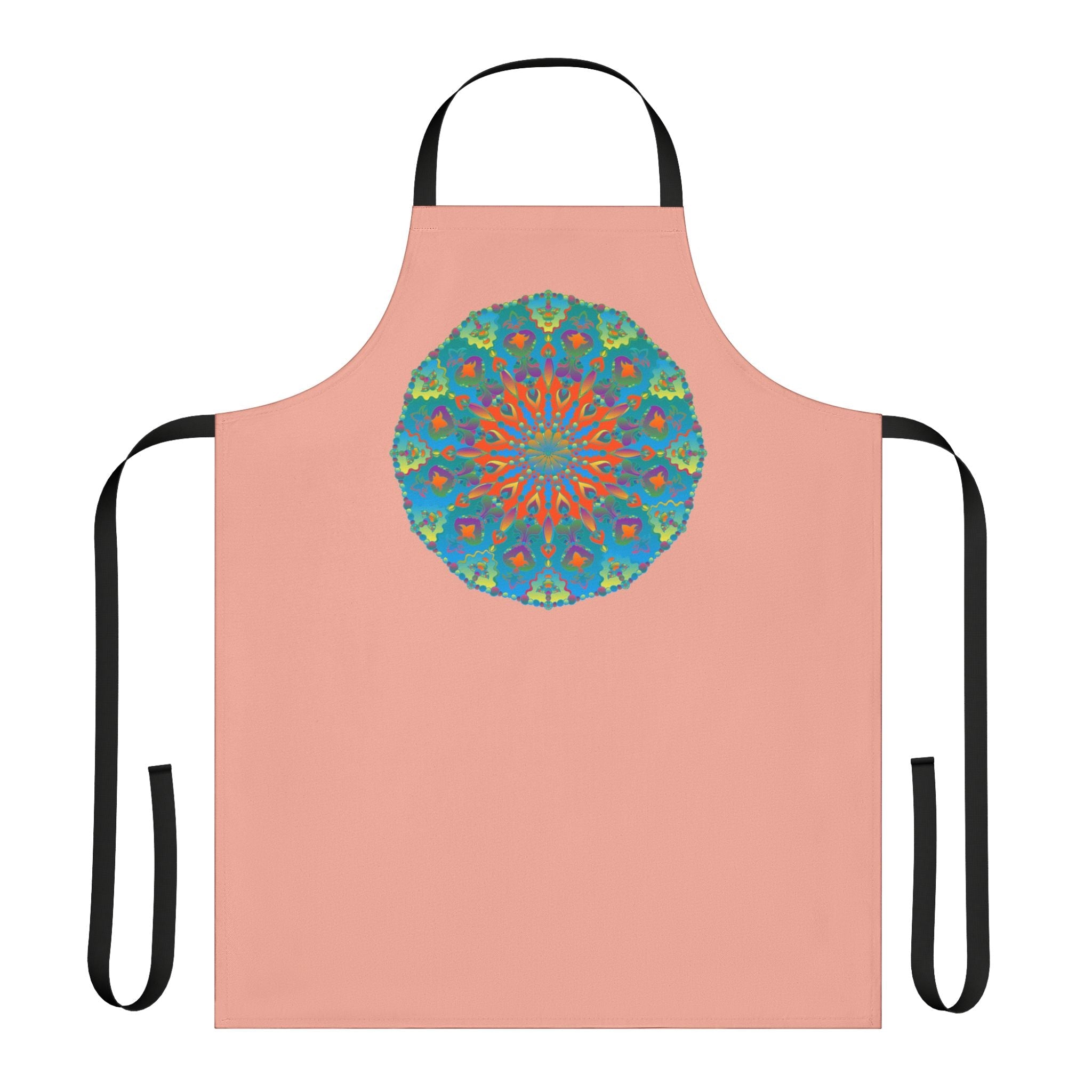 Mandala Art Apron - Apricot & Blue All Over Prints - Blululi