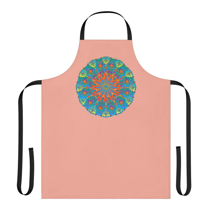 Mandala Art Apron - Apricot & Blue All Over Prints - Blululi