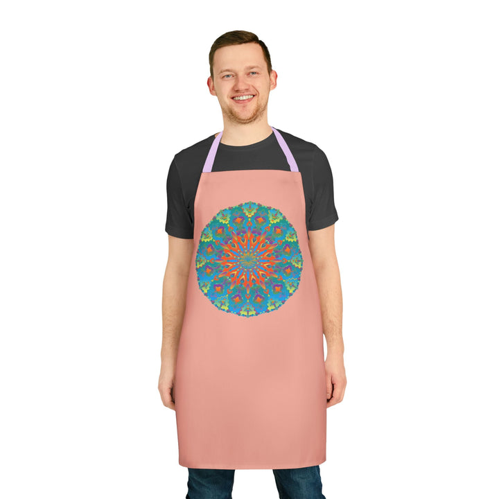 Mandala Art Apron - Apricot & Blue All Over Prints - Blululi