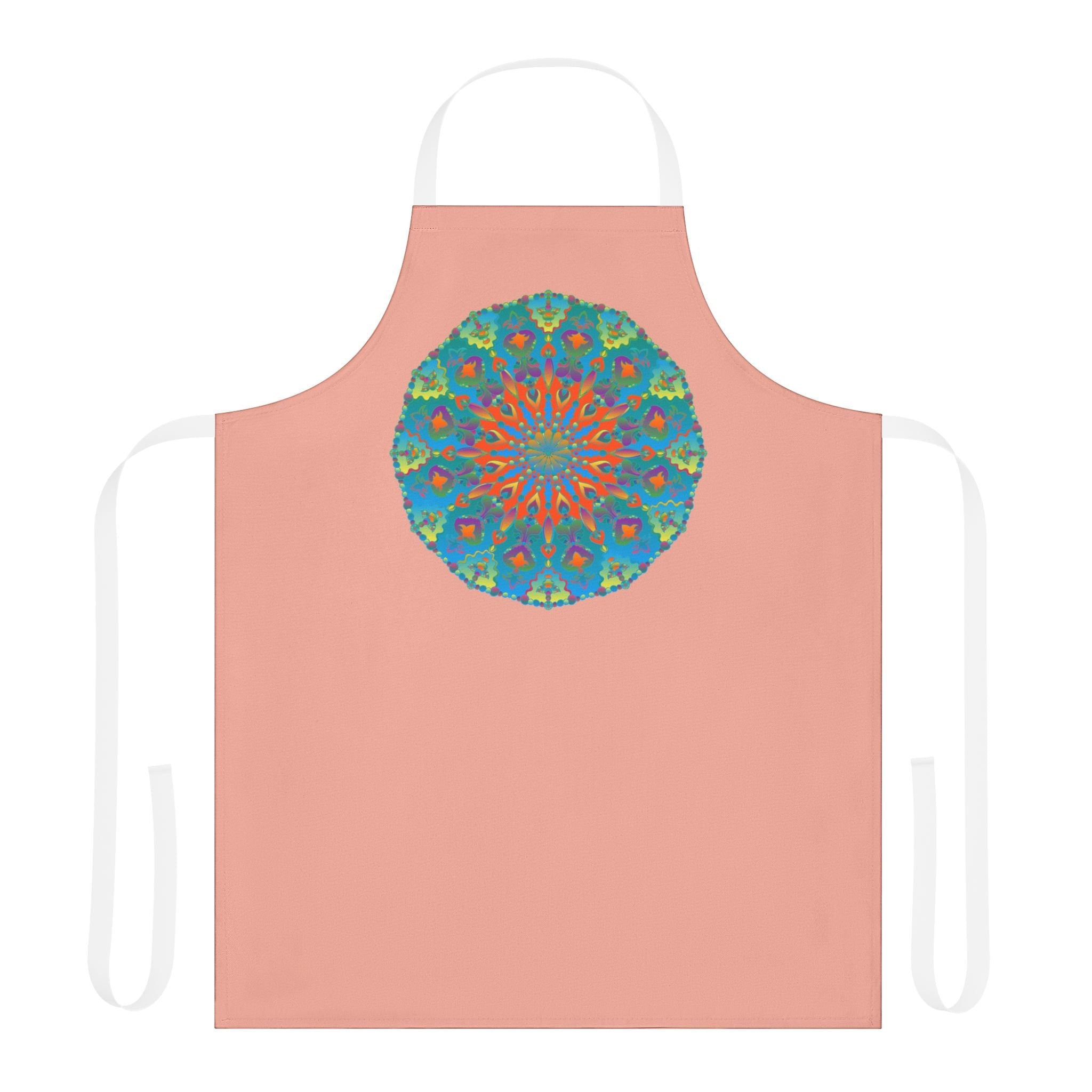 Mandala Art Apron - Apricot & Blue All Over Prints - Blululi