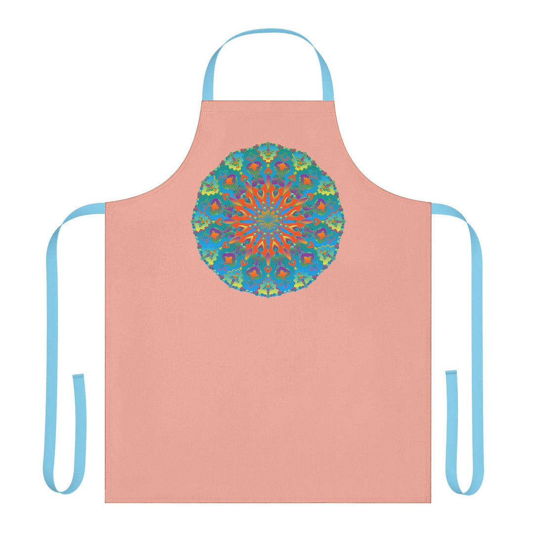 Mandala Art Apron - Apricot & Blue All Over Prints - Blululi