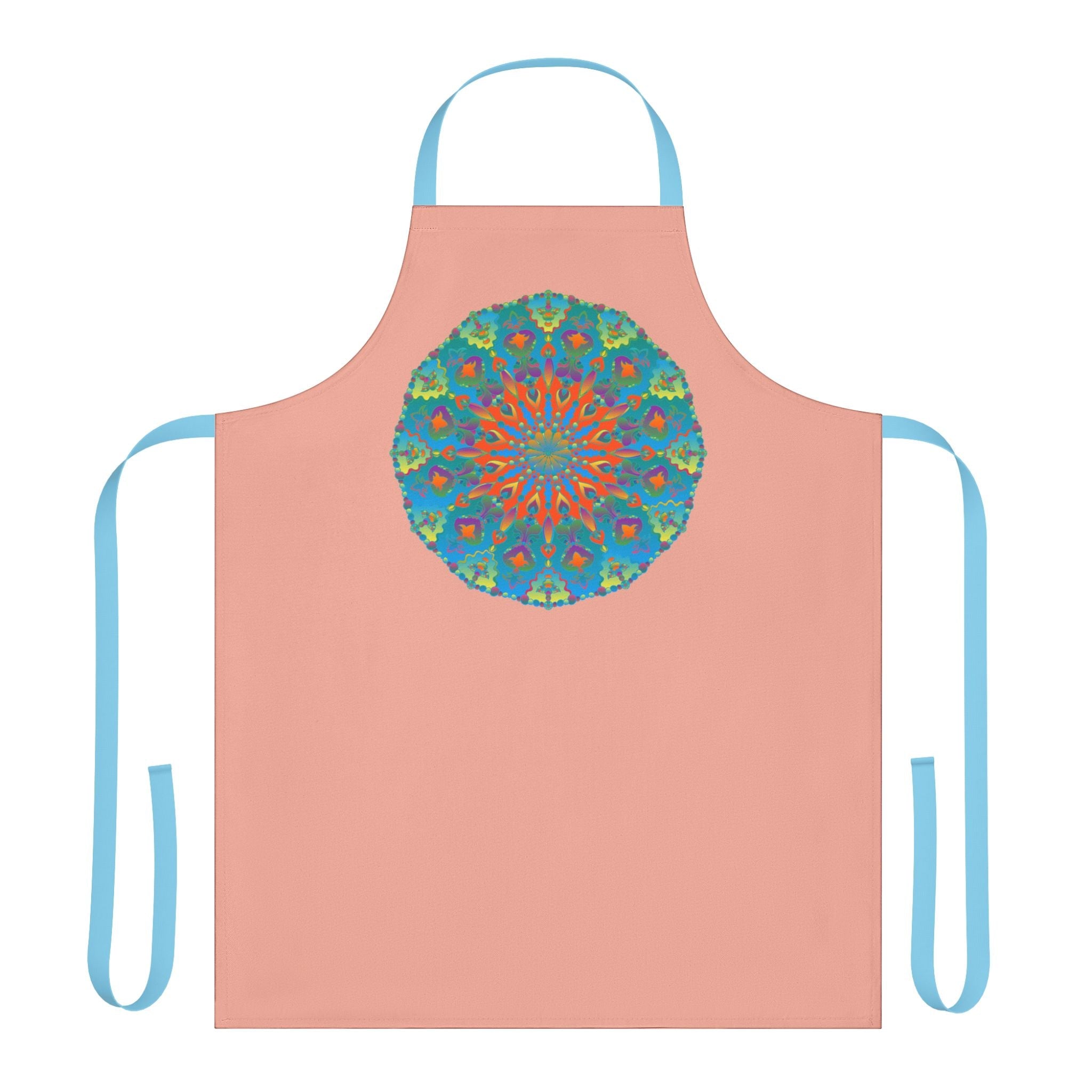 Mandala Art Apron - Apricot & Blue All Over Prints - Blululi