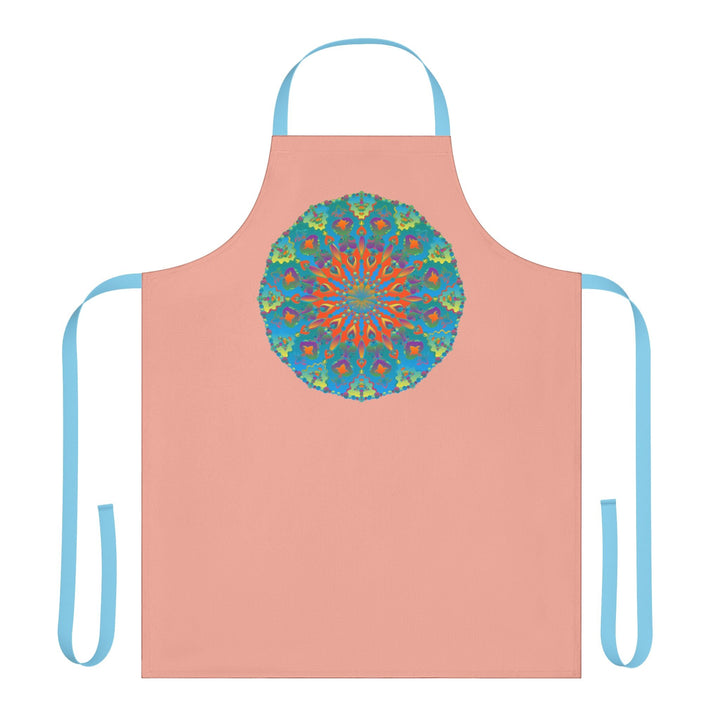 Mandala Art Apron - Apricot & Blue All Over Prints - Blululi