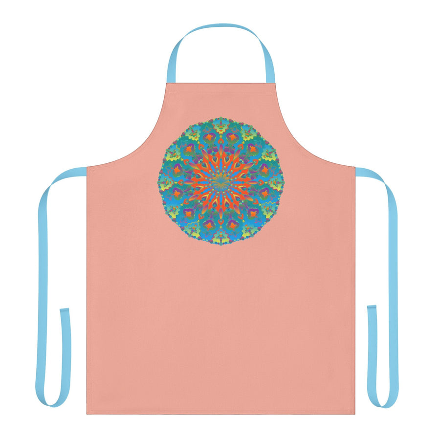 Mandala Art Apron - Apricot & Blue All Over Prints - Blululi