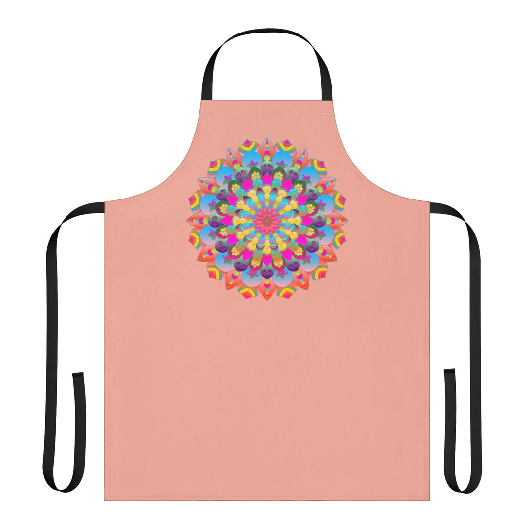 Mandala Art Apron - Apricot & Blue Floral All Over Prints - Blululi