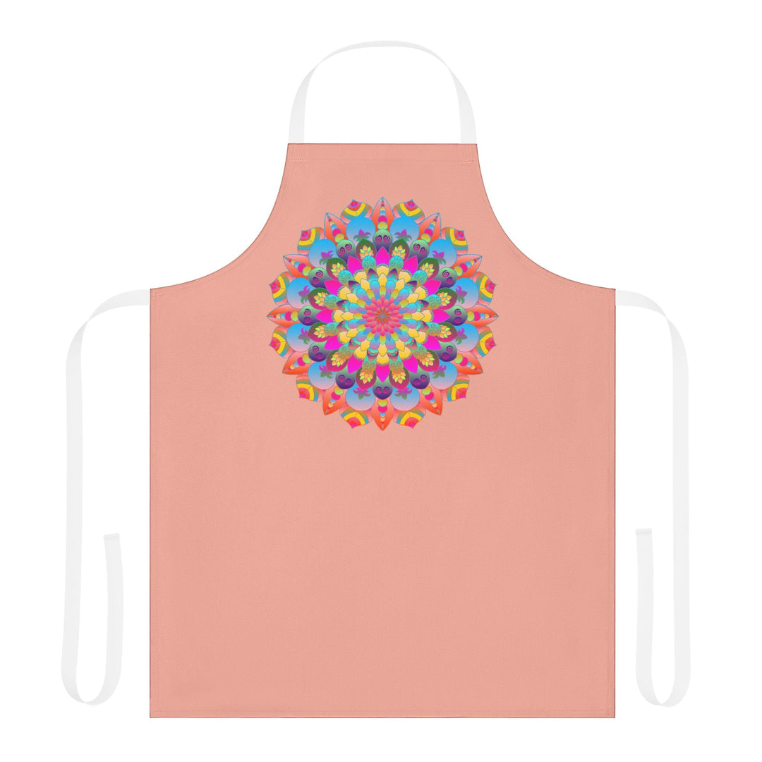 Mandala Art Apron - Apricot & Blue Floral All Over Prints - Blululi