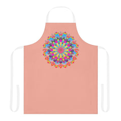 Mandala Art Apron - Apricot & Blue Floral All Over Prints - Blululi
