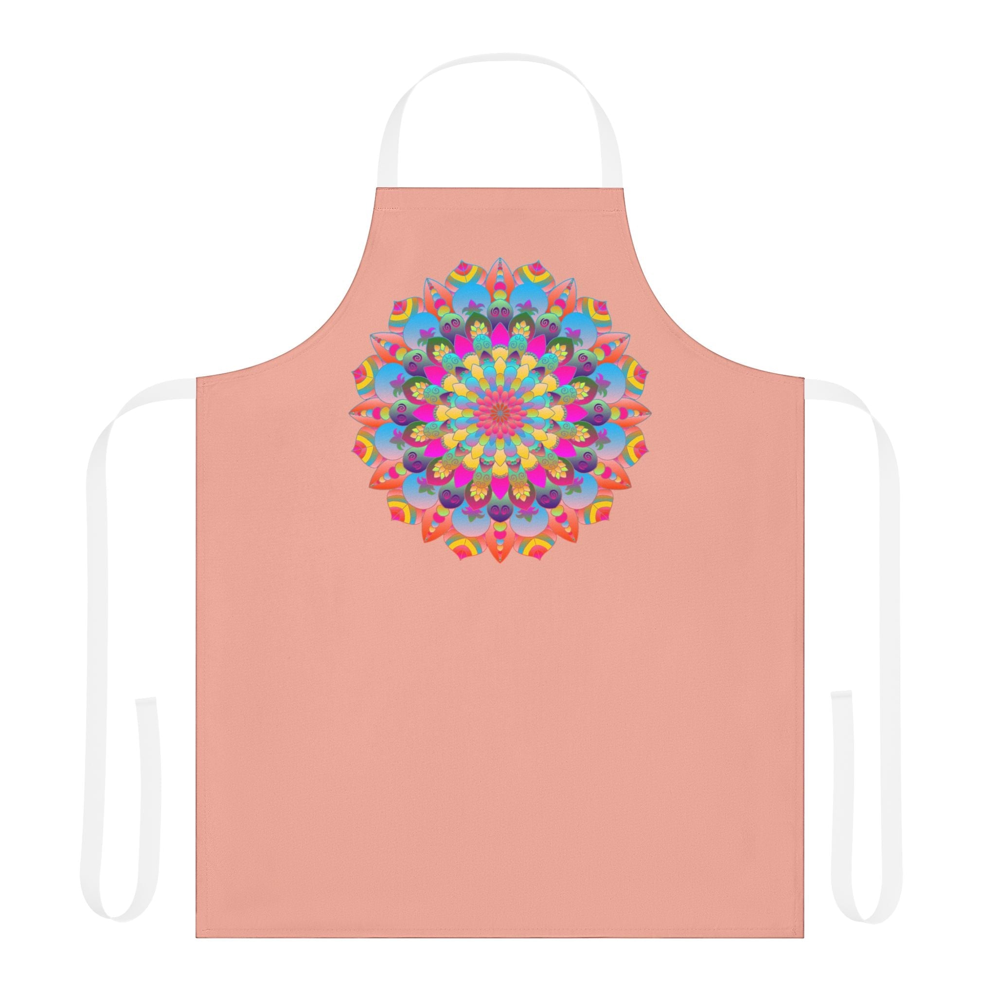 Mandala Art Apron - Apricot & Blue Floral All Over Prints - Blululi