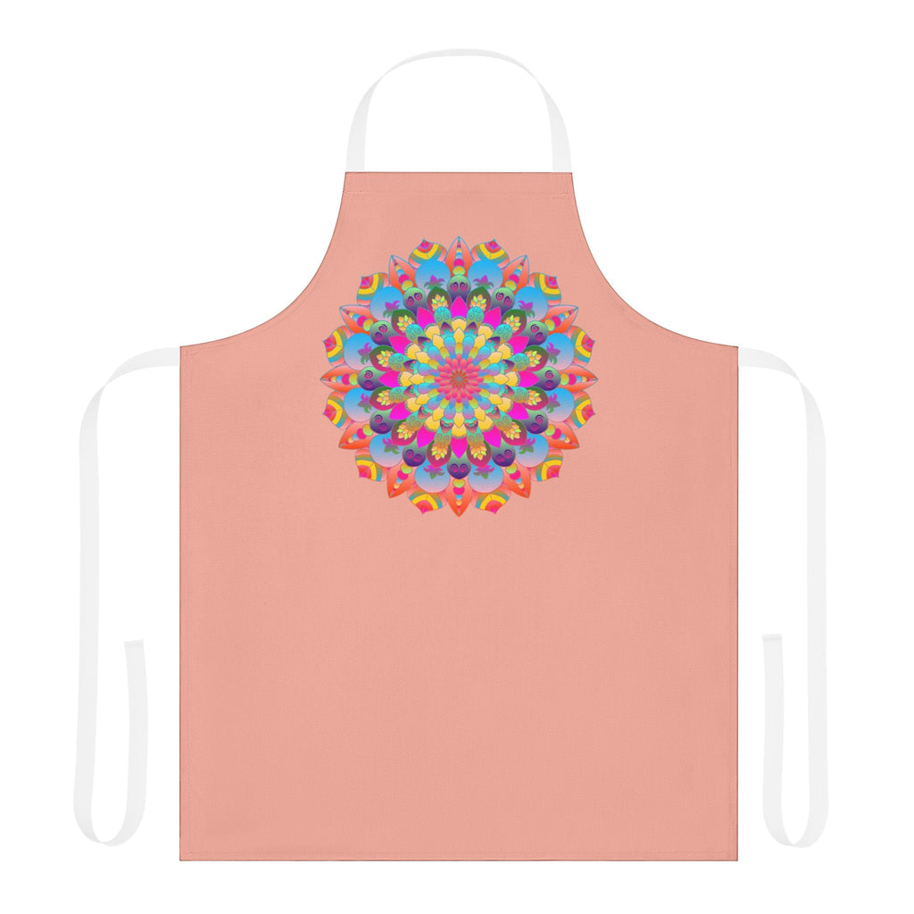 Mandala Art Apron - Apricot & Blue Floral All Over Prints - Blululi