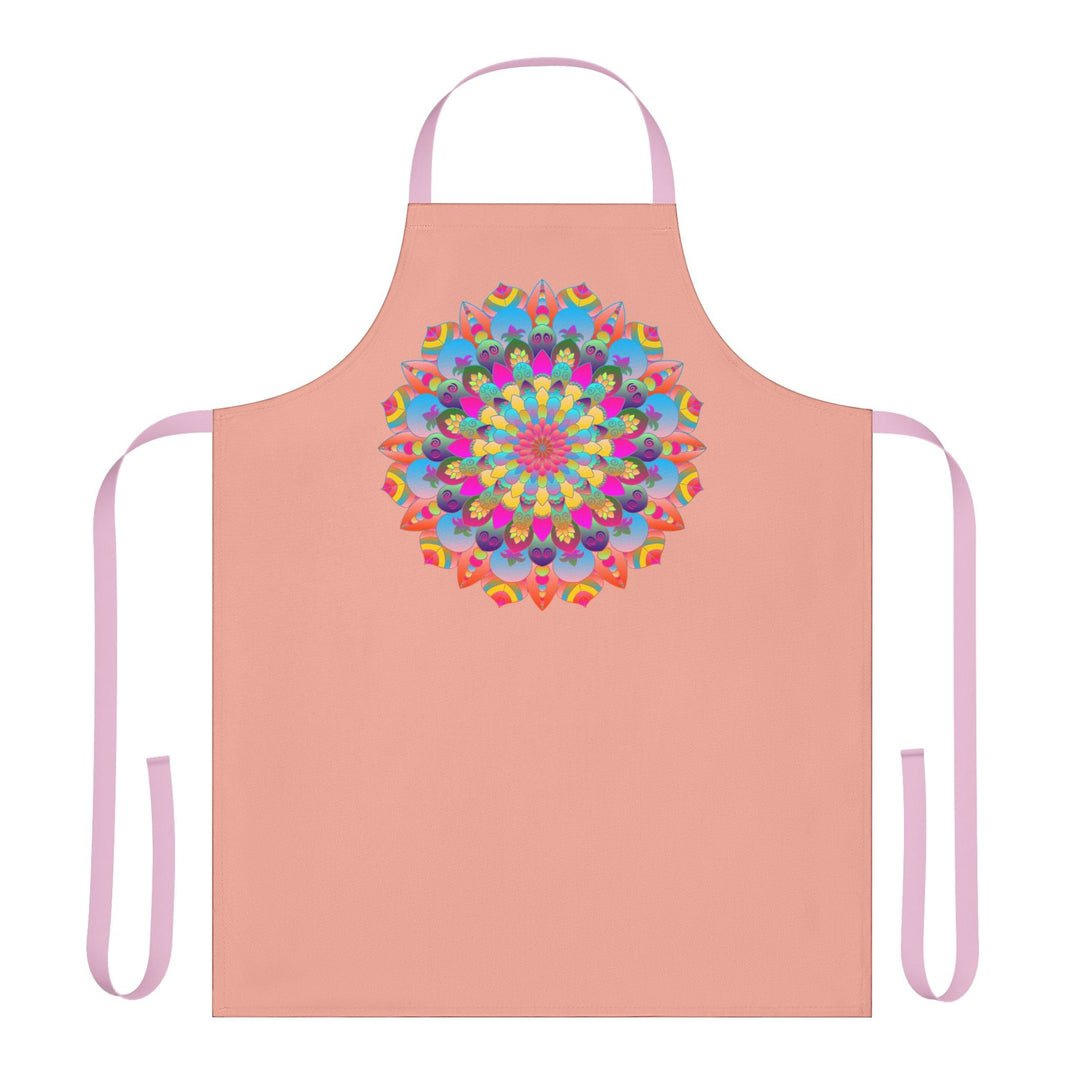 Mandala Art Apron - Apricot & Blue Floral All Over Prints - Blululi