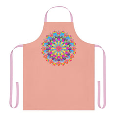 Mandala Art Apron - Apricot & Blue Floral All Over Prints - Blululi