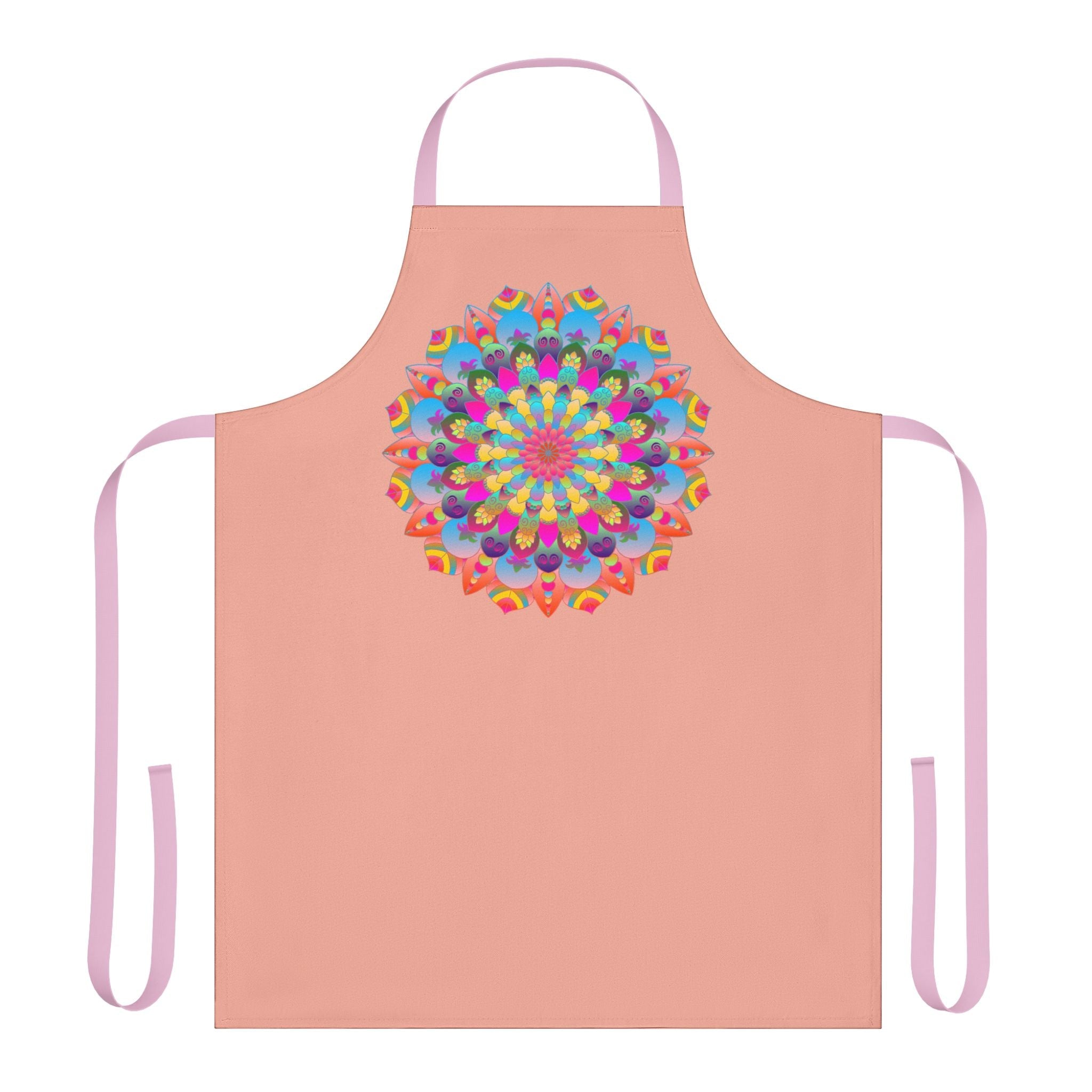 Mandala Art Apron - Apricot & Blue Floral All Over Prints - Blululi