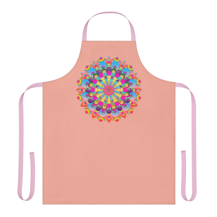 Mandala Art Apron - Apricot & Blue Floral All Over Prints - Blululi