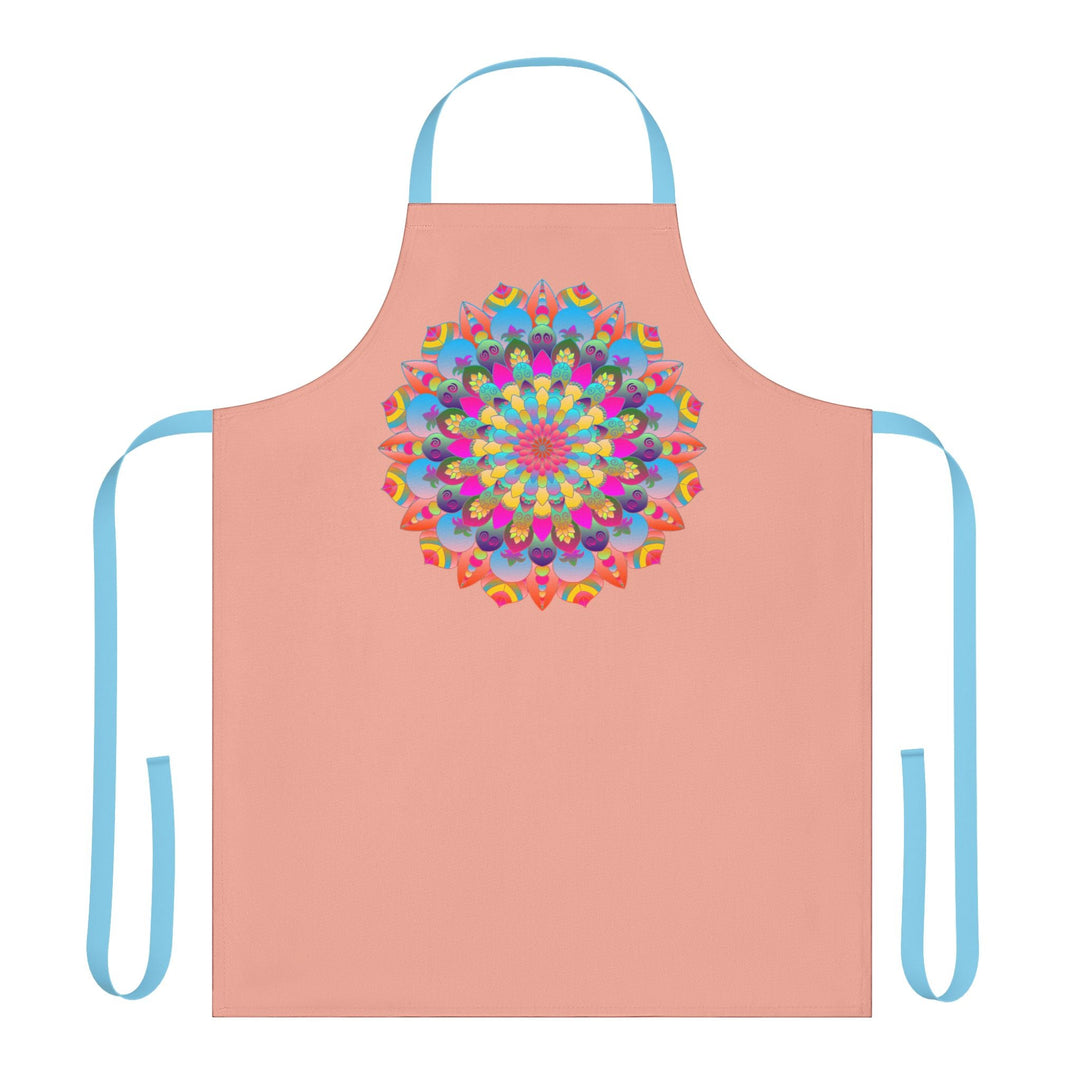 Mandala Art Apron - Apricot & Blue Floral All Over Prints - Blululi