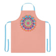 Mandala Art Apron - Apricot & Blue Floral All Over Prints - Blululi