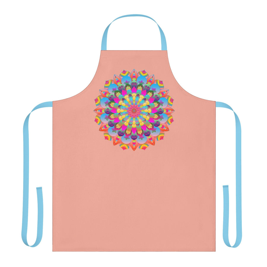 Mandala Art Apron - Apricot & Blue Floral All Over Prints - Blululi