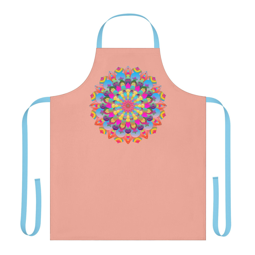 Mandala Art Apron - Apricot & Blue Floral All Over Prints - Blululi