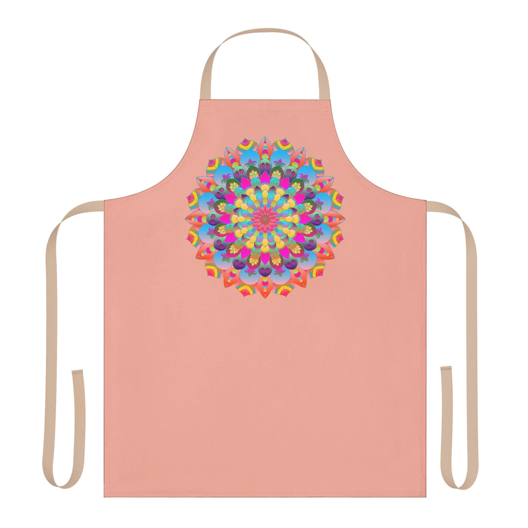 Mandala Art Apron - Apricot & Blue Floral All Over Prints - Blululi