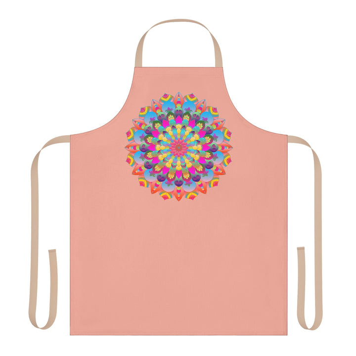 Mandala Art Apron - Apricot & Blue Floral All Over Prints - Blululi