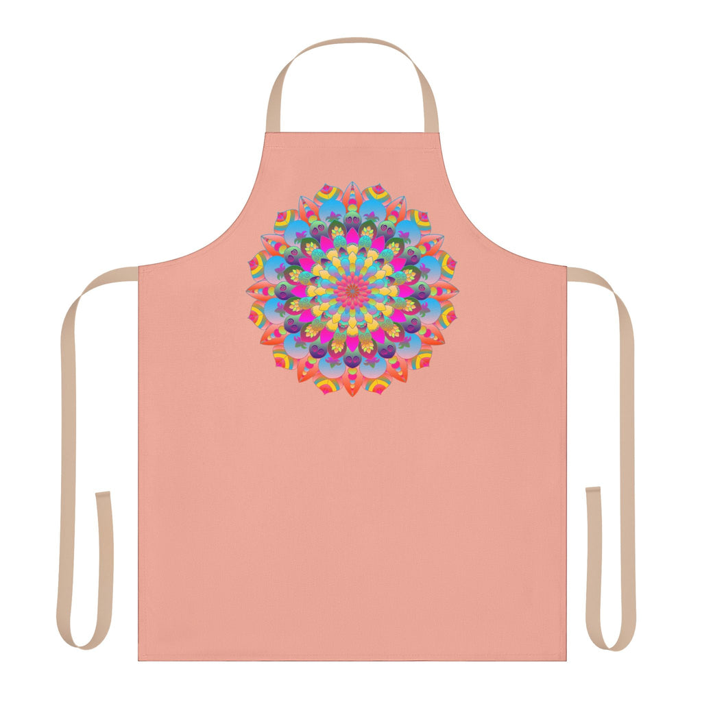 Mandala Art Apron - Apricot & Blue Floral All Over Prints - Blululi