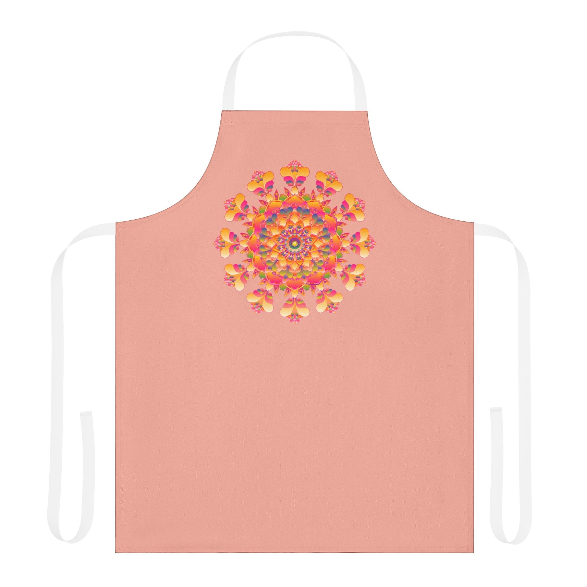 Mandala Art Apron - Apricot & Colorful All Over Prints - Blululi