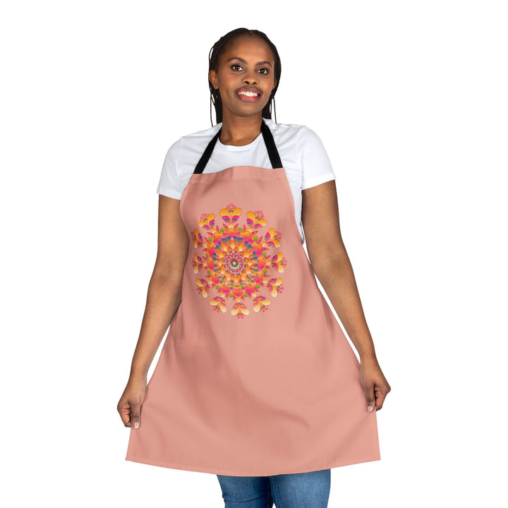 Mandala Art Apron - Apricot & Colorful All Over Prints - Blululi