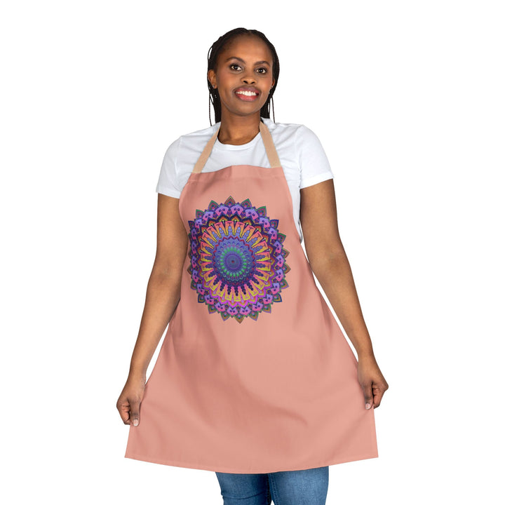 Mandala Art Apron - Apricot & Colorful All Over Prints - Blululi