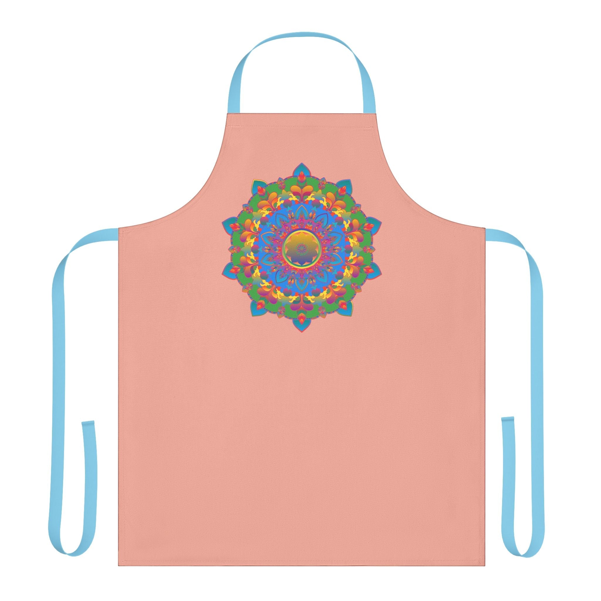 Mandala Art Apron - Apricot Floral Design All Over Prints - Blululi