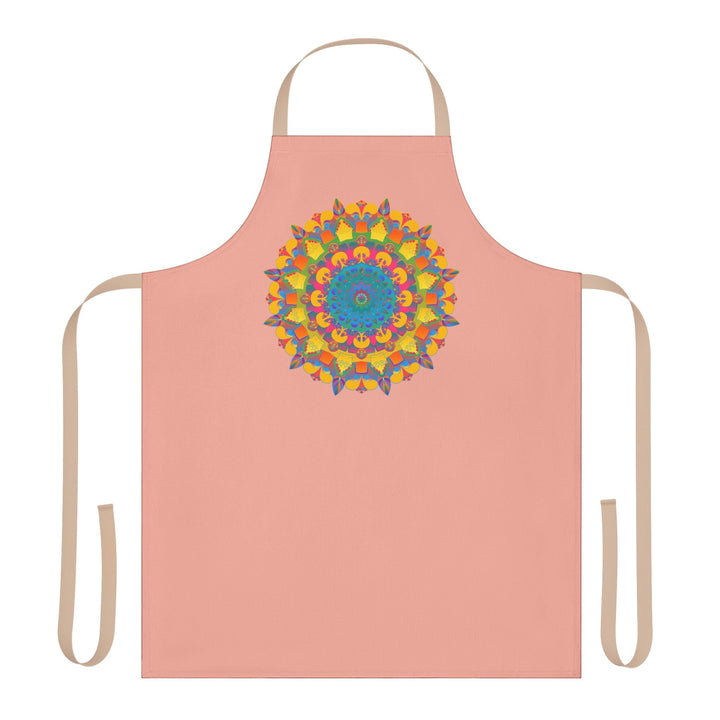 Mandala Art Apron - Apricot Floral Design All Over Prints - Blululi