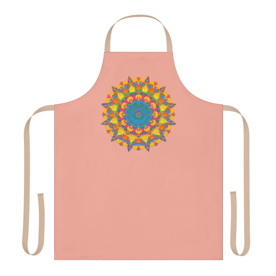 Mandala Art Apron - Apricot Floral Design All Over Prints - Blululi