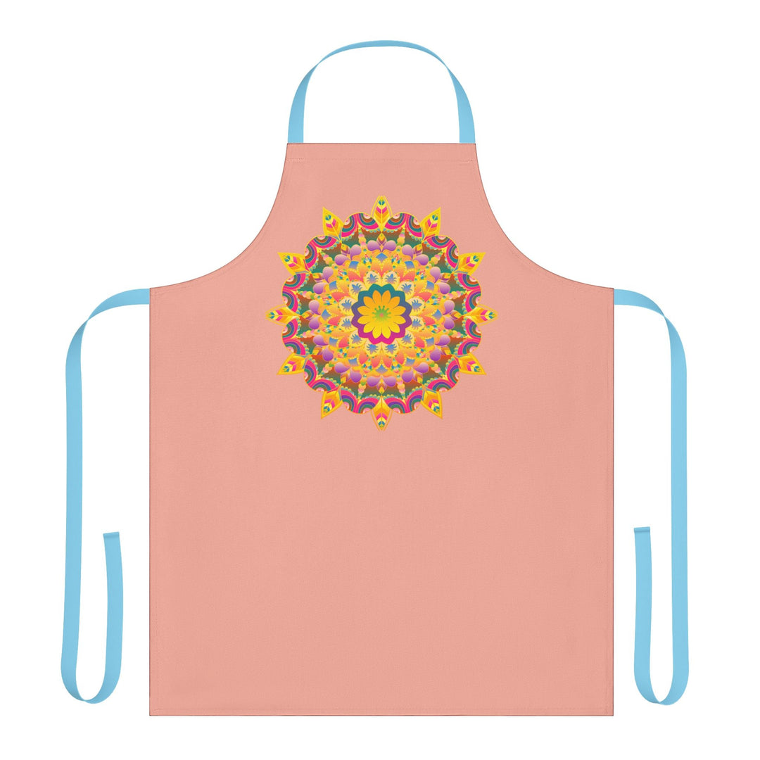 Mandala Art Apron - Apricot Floral Design All Over Prints - Blululi