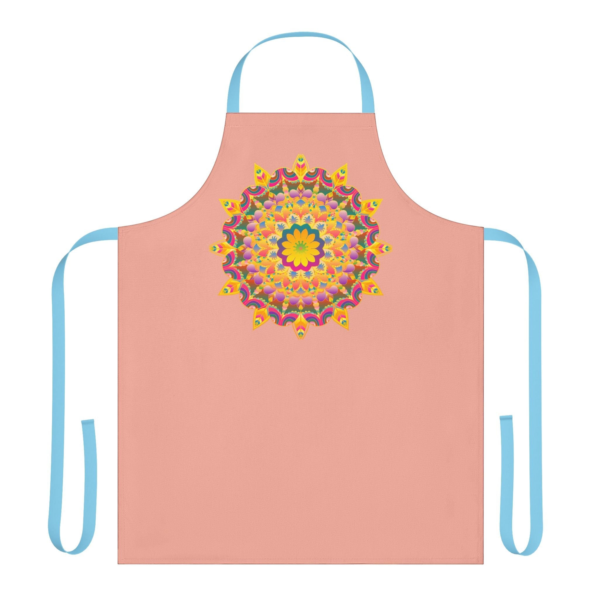 Mandala Art Apron - Apricot Floral Design All Over Prints - Blululi