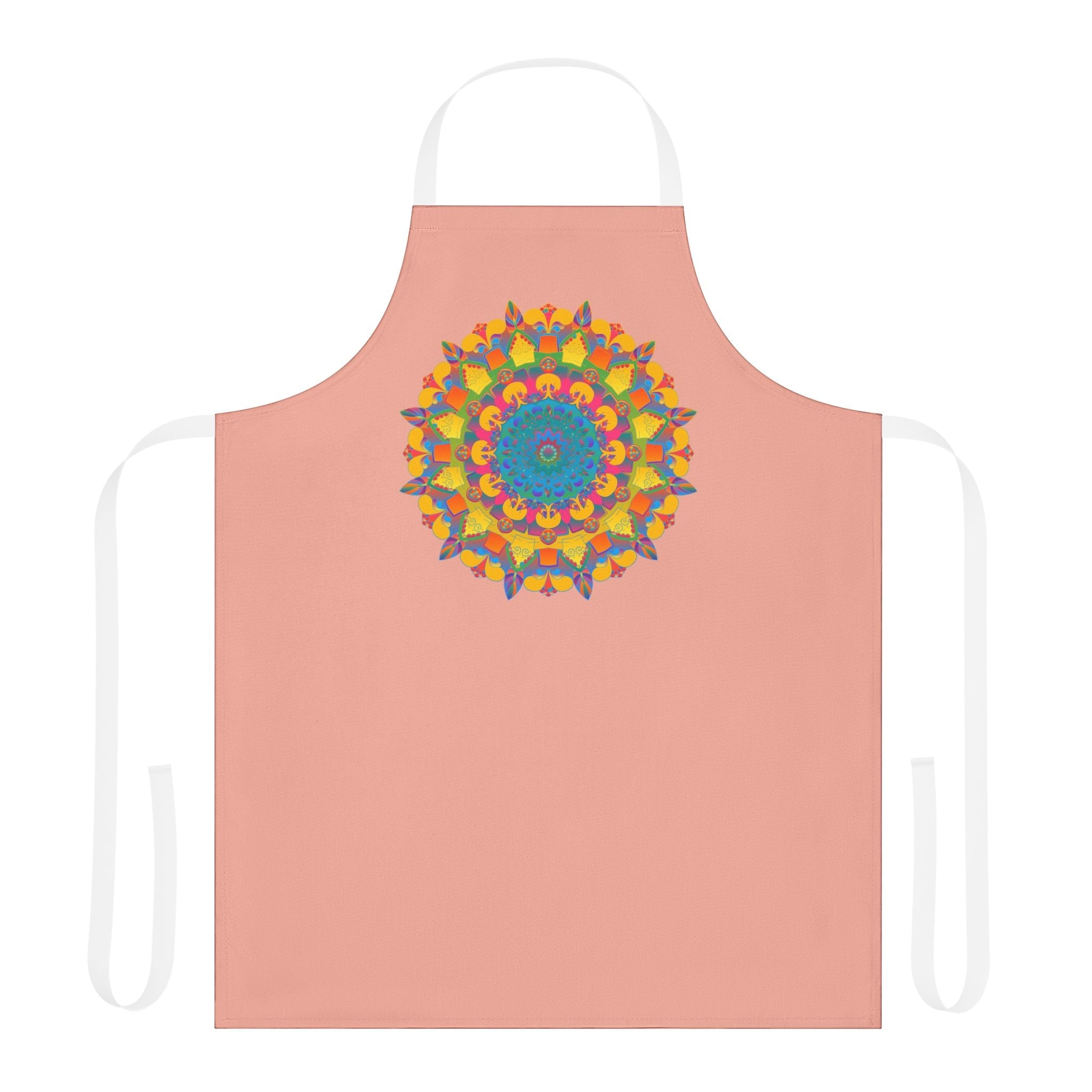 Mandala Art Apron - Apricot Floral Design All Over Prints - Blululi