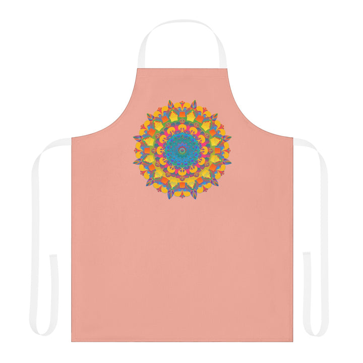 Mandala Art Apron - Apricot Floral Design All Over Prints - Blululi