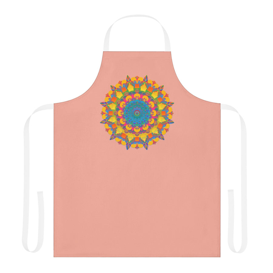 Mandala Art Apron - Apricot Floral Design All Over Prints - Blululi