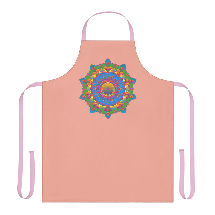 Mandala Art Apron - Apricot Floral Design All Over Prints - Blululi