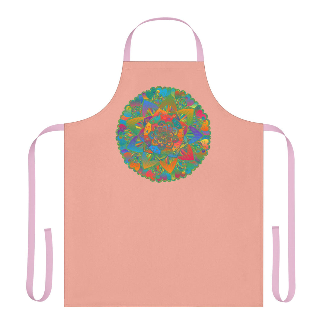 Mandala Art Apron - Apricot Floral Design All Over Prints - Blululi