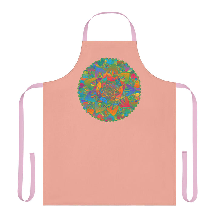 Mandala Art Apron - Apricot Floral Design All Over Prints - Blululi