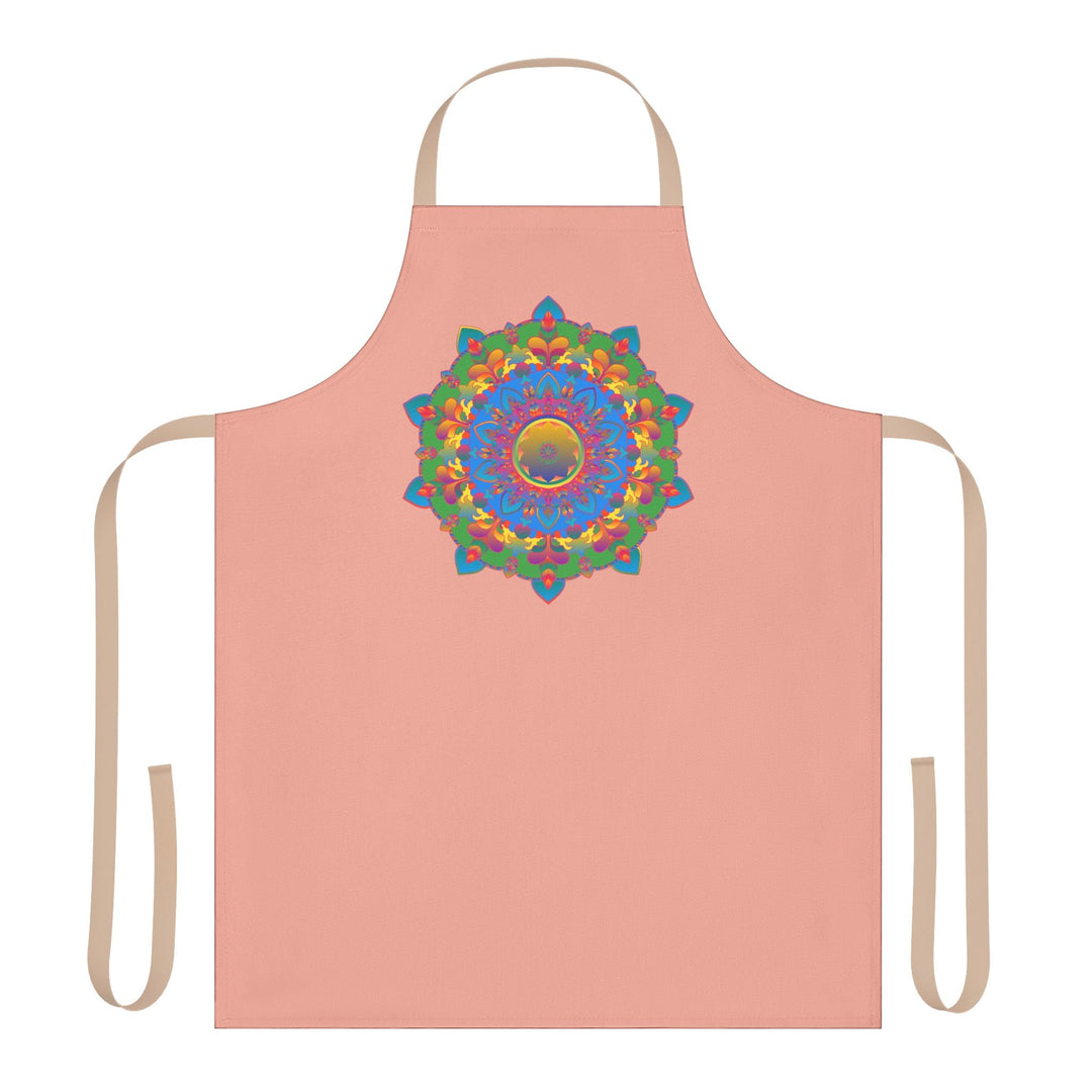 Mandala Art Apron - Apricot Floral Design All Over Prints - Blululi