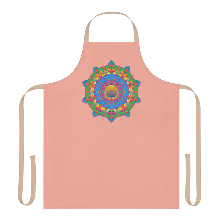 Mandala Art Apron - Apricot Floral Design All Over Prints - Blululi